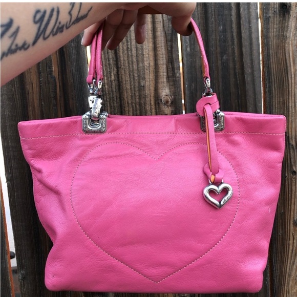 Brighton Jodie Pink Heart Leather Mini Handbag - reversible - Picture 2 of 13